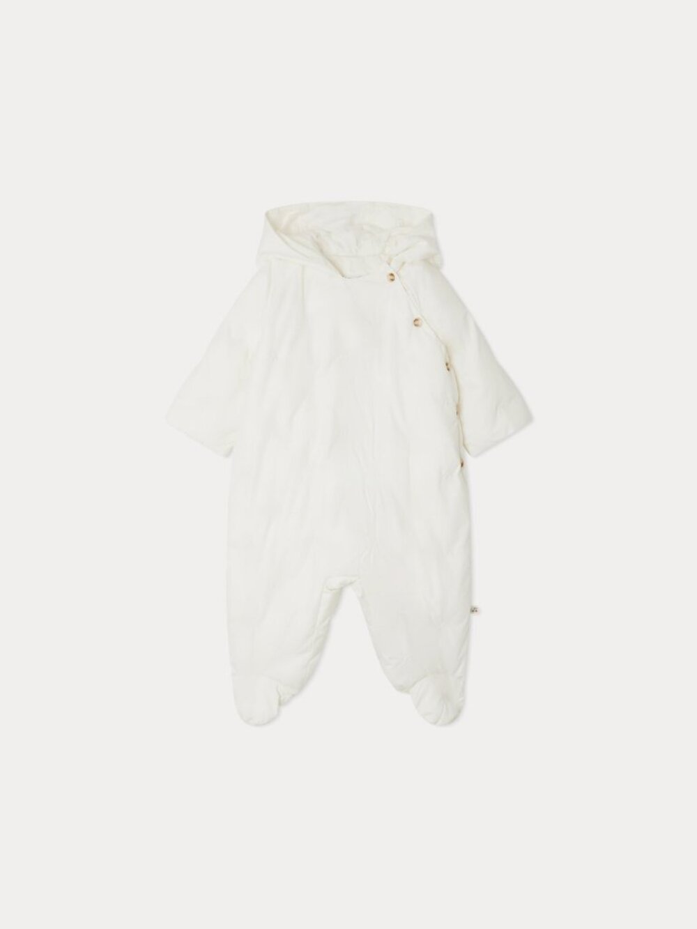Bonpoint Baby Cream Quilted Hooded Snowsuit Cherry Embroidery 6M